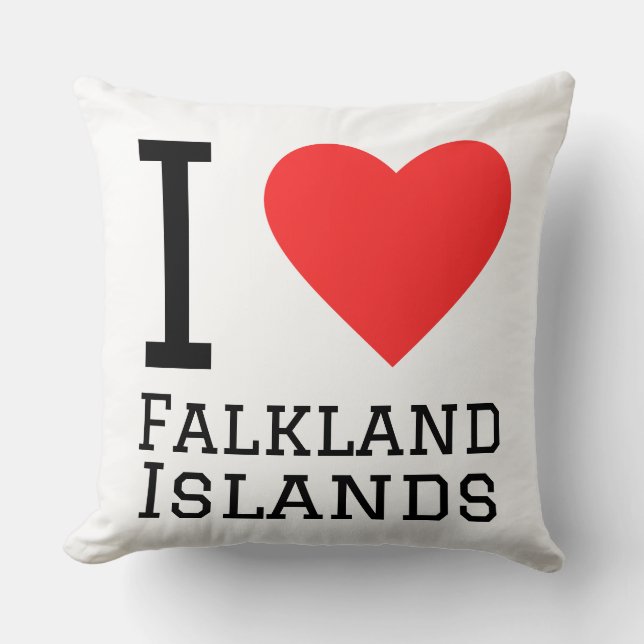 I love Falkland Islands  Throw Pillow (Front)