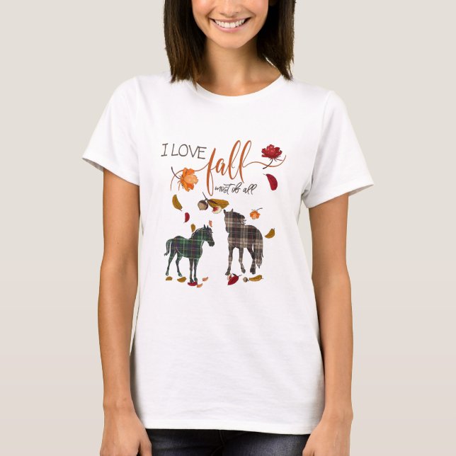 I Love Fall for Horse Lovers T-Shirt (Front)