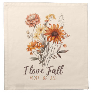 I Love Fall Most of All – Autumn Foliage Cloth Napkin