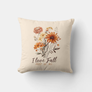 I Love Fall Most of All – Autumn Foliage Throw Pillow
