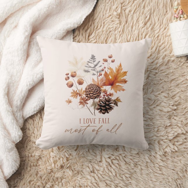I Love Fall Most Of All Leaves Foliage Throw Pillow (Blanket)