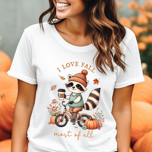 I Love Fall Most of All Vintage Raccoon T_Shirt