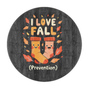 I Love Fall Prevention Autumn Cozy Pumpkin Spice Cutting Board