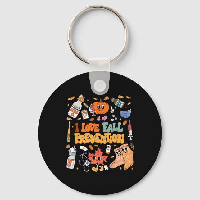 I Love Fall Prevention Thanksgiving Nurse Physical Keychain (Front)