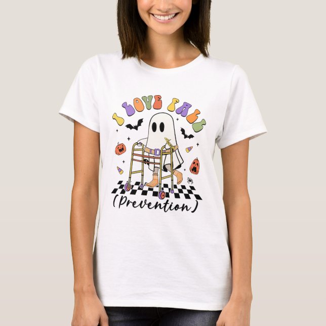 I Love Fall Prevention Thanksgiving Physical Thera T-Shirt (Front)