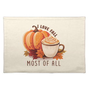 I Love Fall - Pumpkin and Pumpkin Spice Latte Cloth Placemat