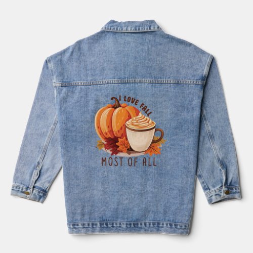 I Love Fall _ Pumpkin and Pumpkin Spice Latte  Denim Jacket