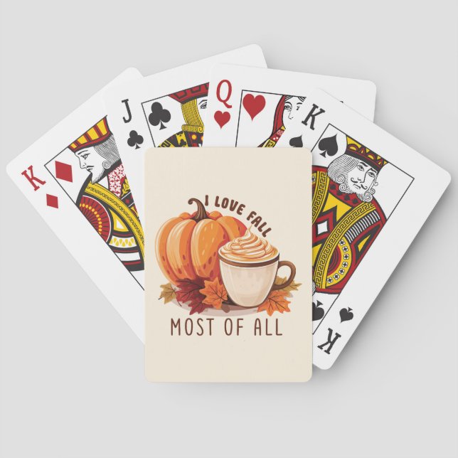 I Love Fall - Pumpkin and Pumpkin Spice Latte Poker Cards (Back)