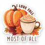 I Love Fall - Pumpkin and Pumpkin Spice Latte Sticker