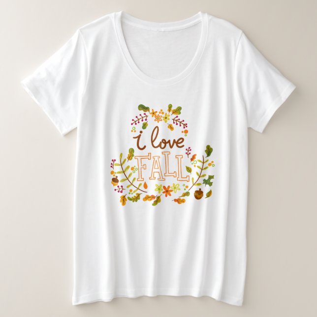 I Love Fall Thanksgiving Women's  Plus Size T-Shirt (Design Front)