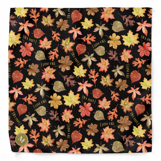 I love fall typography w colorful autumn leaves bandana