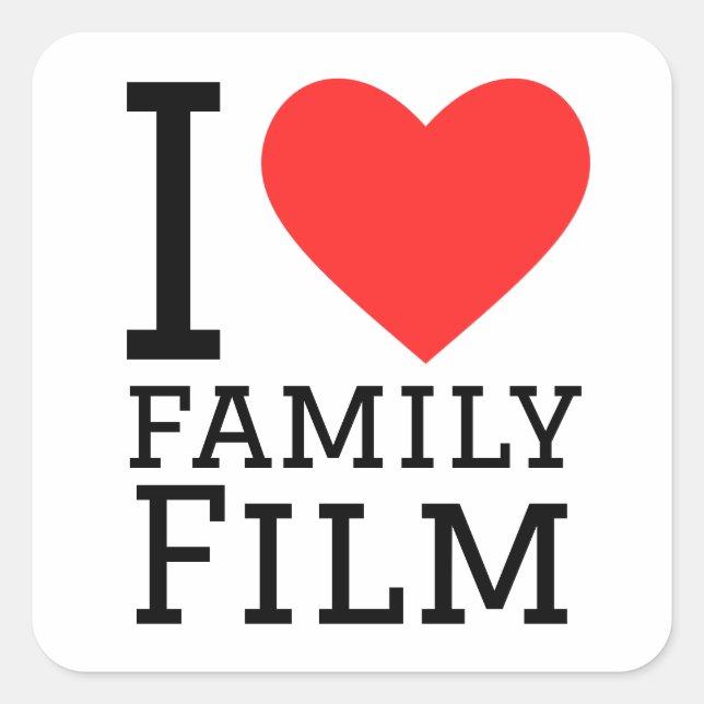 I love family film square sticker (Front)