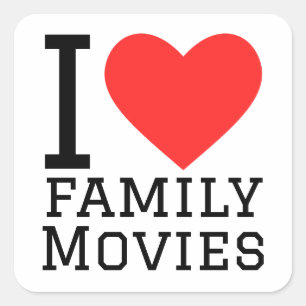 I love family movies square sticker