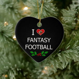 I Love Fantasy Football Ceramic Ornament
