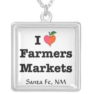 I Love Farmers Markets Silver Plated Necklace