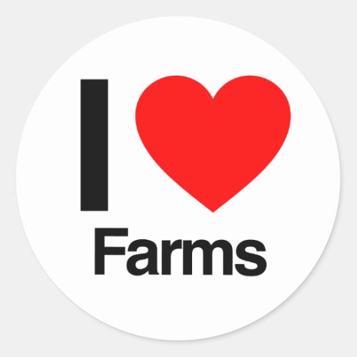 i love farms classic round sticker