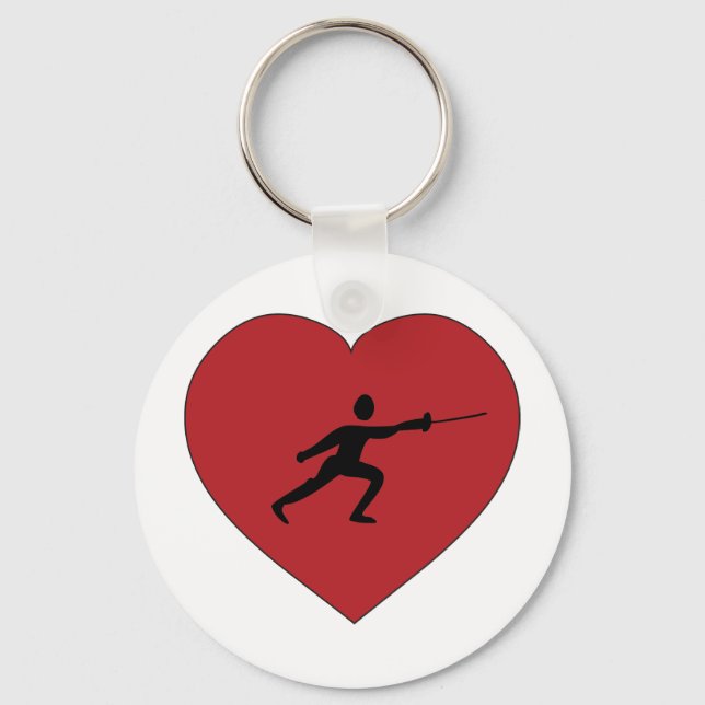 I Love Fencing Keychain (Front)