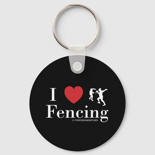 I Love Fencing Keychain (Front)