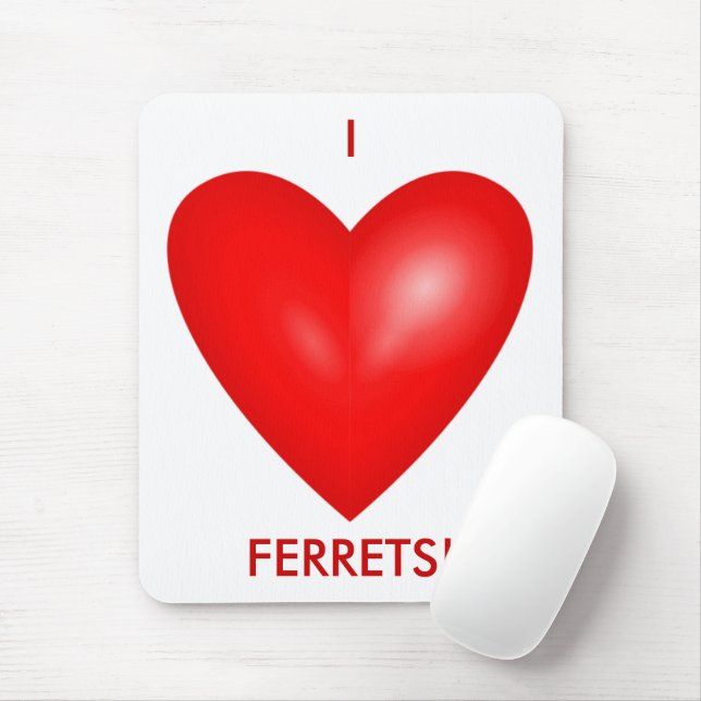 I Love Ferrets with Red Heart Vertical Mouse Pad (With Mouse)