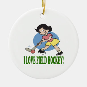 I Love Field Hockey 2 Ceramic Ornament
