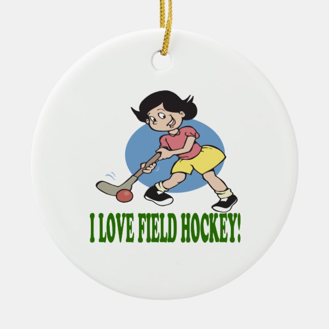 I Love Field Hockey 2 Ceramic Ornament (Front)