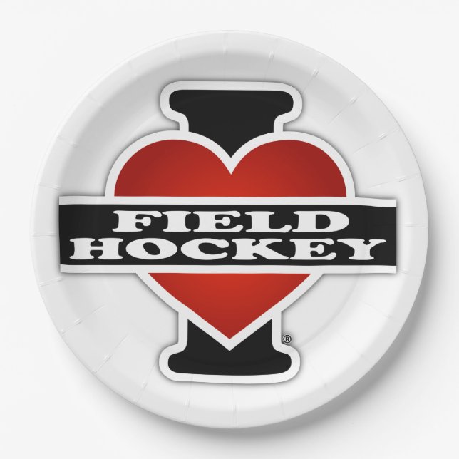 I Love Field Hockey Paper Plates (Front)