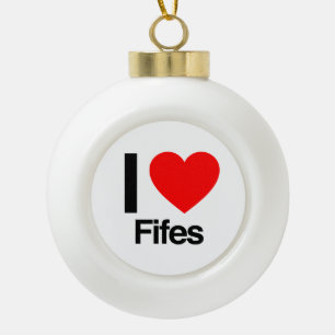 i love fifes ceramic ball christmas ornament