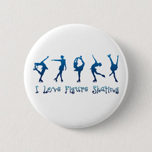 I love figure skating- blue button (Front)