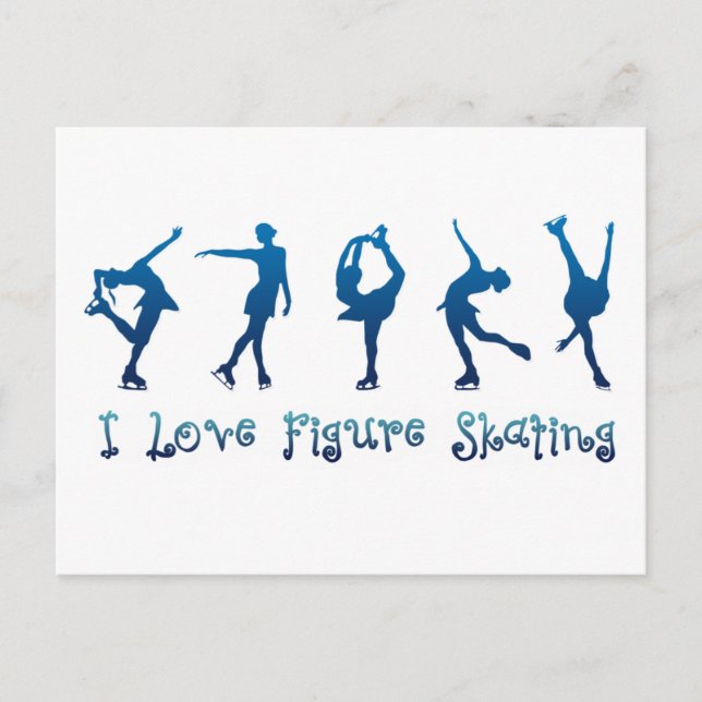 I love figure skating- blue postcard (Front)