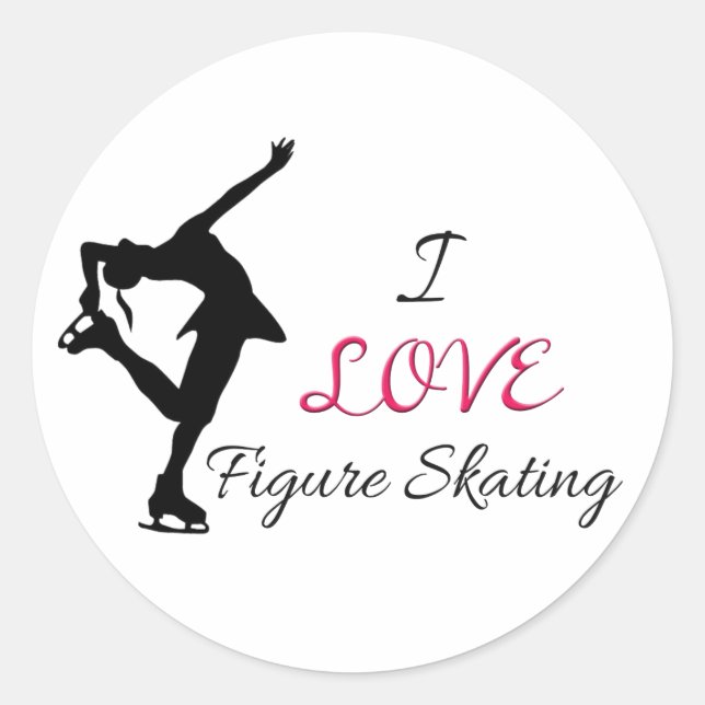 I Love Figure Skating Classic Round Sticker (Front)