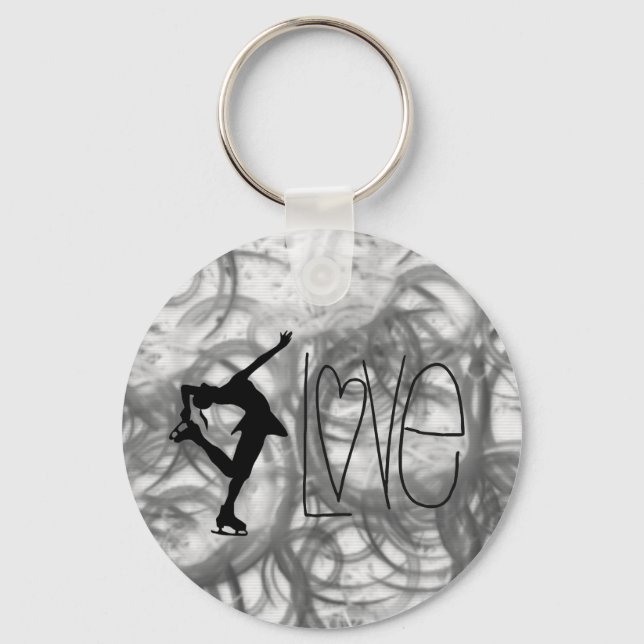 I Love Figure Skating Key Chains - ice swirls (Front)