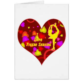 I Love Figure Skating Retro Design Heart Cards