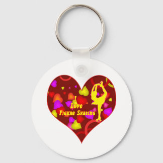 I Love Figure Skating Retro Design Heart Keychain