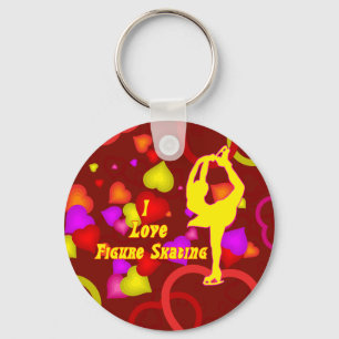 I Love Figure Skating Retro Keychain