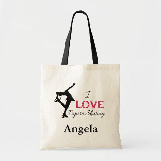 I Love Figure Skating Snowflakes Skater Tote Bag