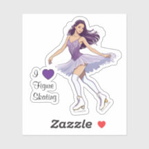 I Love Figure Skating Sticker Custom Cut Sticker