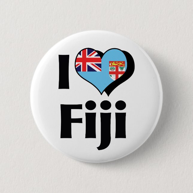 I Love Fiji Flag Button (Front)