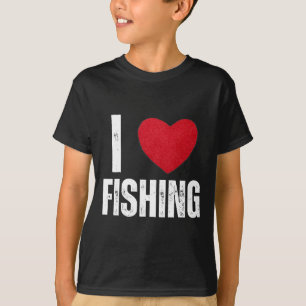 I Love Fishing Gifts For Kids Fishing Men I Heart T-Shirt