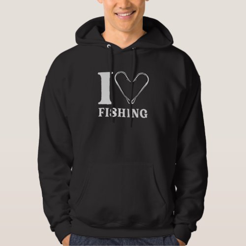 I Love Fishing Hooks Heart Hoodie