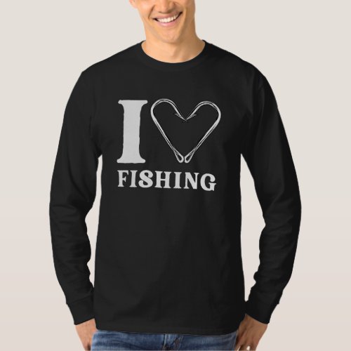 I Love Fishing Hooks Heart T_Shirt