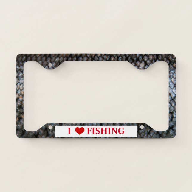 I Love Fishing Rainbow Trout License Plate Frame (Front)