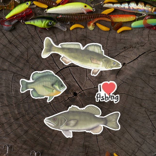 I Love Fishing Wildlife Artwork Sticker (I love fishing wildlife artwork stickers)