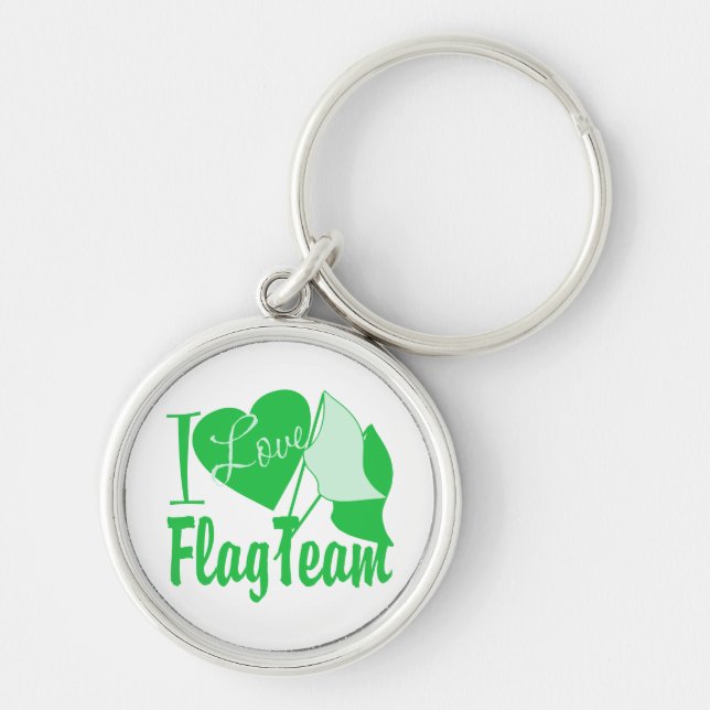 I Love Flag Team Green Keychain (Front)