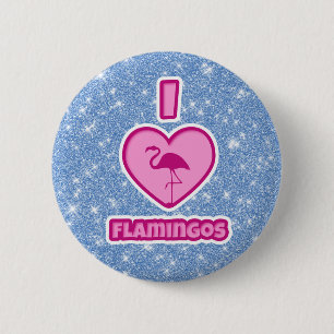 I love Flamingos Button