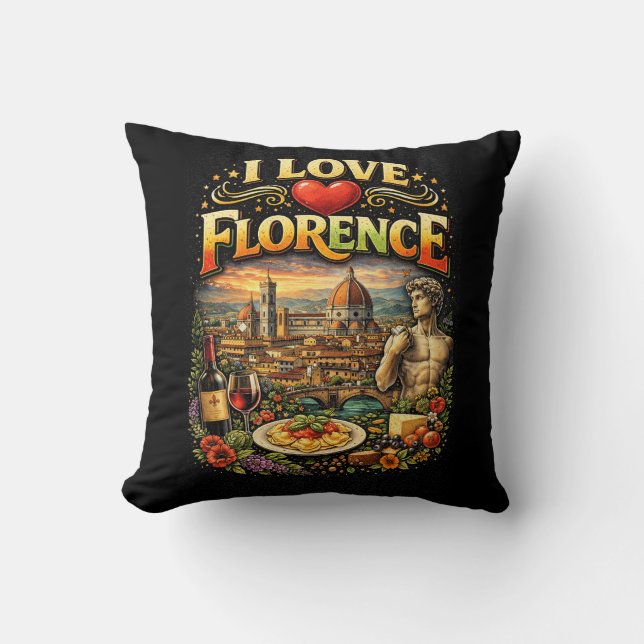 I Love Florence Throw Pillow (Front)