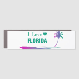 I Love Florida Colorful Green Car Magnet