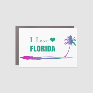 I Love Florida Colorful Green Car Magnet