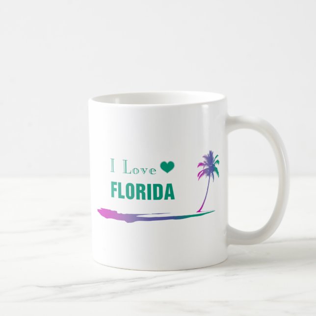 I Love Florida Colorful Green Coffee Mug (Right)