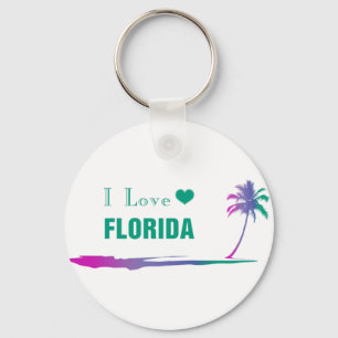 I Love Florida Colorful Green Keychain