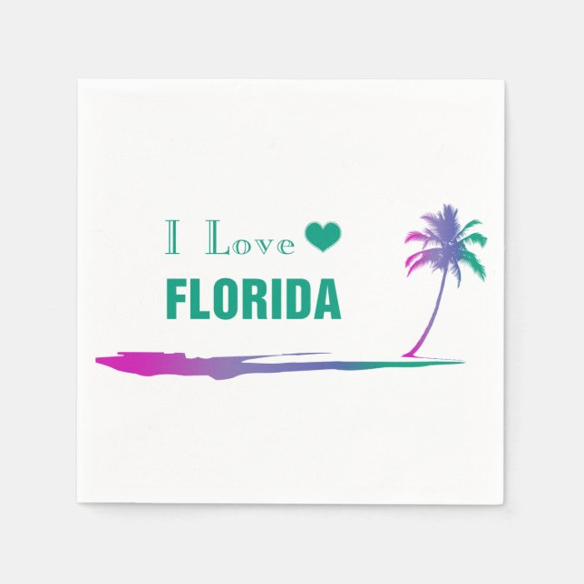 I Love Florida Colorful Green Napkins (Front)